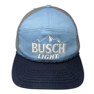 Busch Light Snapback Mesh Back Rope Trucker Hat Blue One Size Adjustable